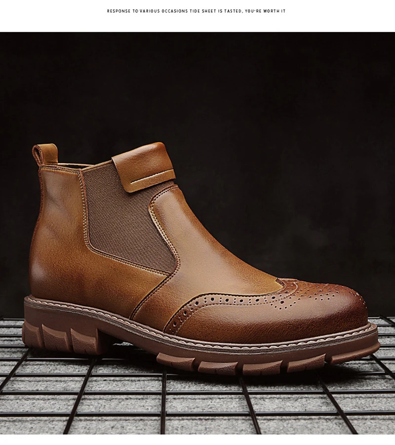 Merkmak New Winter Booties Fashion Slip-on Warm Leather Boots Non-slip Wear-resistant Casual Shoes Big Size Motorcycle Boot