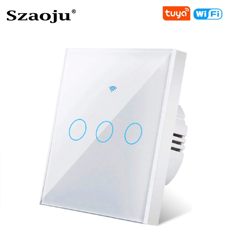 WiFi Switch Light Switch No Neutral Wire Required 1/2/3 Gang Smart Touch Switch Tuya Smart Life Home Support Alexa Google Home light switch in bathroom Wall Switches