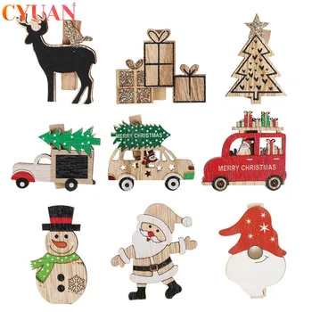 

6pcs Wooden Christmas Decorations Photo Clips Santa Claus Deer Car Wooden Gift Clips Christmas Craft Decoration For Home Natal