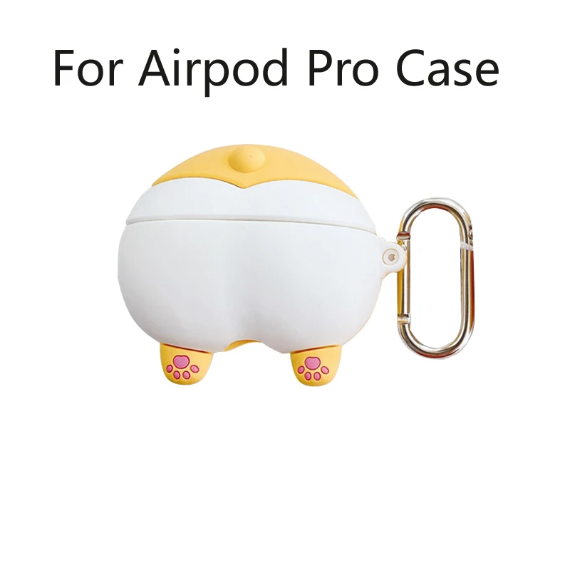 Yellow-forAirpodPro Милый 3D чехол Corgi Butt для Airpods 1 2 3 Pro чехол силиконовый чехол для наушников для Air Pod Capa для Apple Airpods Pro чехол s - Color: Yellow-forAirpodPro