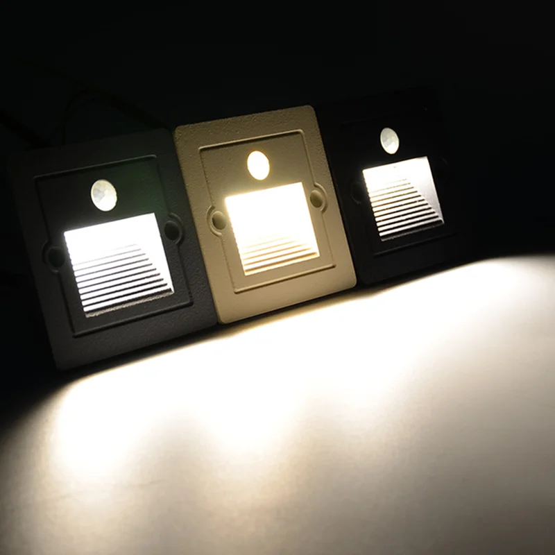 PIR sensor Motion Detector Intelligent Wall Lamp 3W Led Footlight Embedded Corner Lamp Outdoor Step Stair Lights Waterproof IP65 5