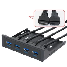 QINDIAN 19+ 1 20Pin 4 Порты и разъёмы USB 3,0 концентратор передние Панель комбо кронштейн USB3.0 HUB адаптер для стационарного персонального компьютера 3," FDD дисковод гибких дисков