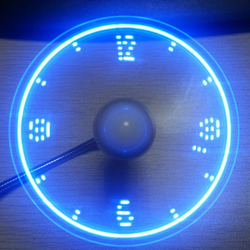 

USB LED Fake Clock Fan USB Powered Cooling Flashing Function Gadgets W/ USB Changing Cable for PC/Notebook with USB port DC 5V