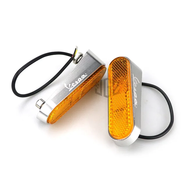 Motorcycle LED Rear Turn Signal Lights Indicator Left Right Flash Lamps Black For VESPA GTS 300 SPRINT PRIMAVERA 150 Accessories Silver