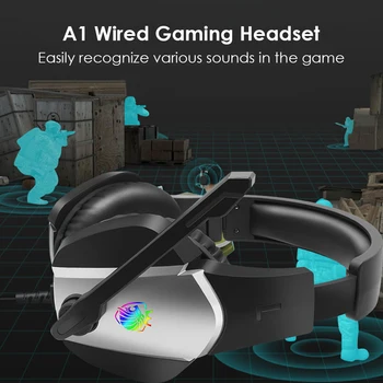 

Wired Over Ear Headphones for PC Adjustable Headband for Computer A1 Noise Cancelling Gaming Headset with Mic