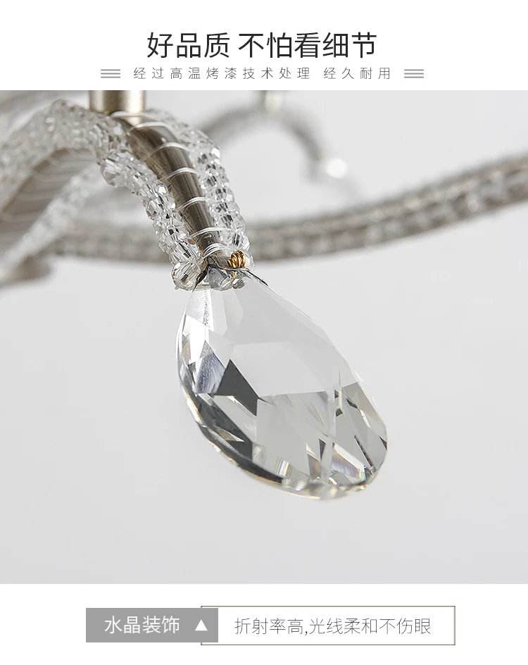Современная Серебряная хрустальная люстра для освещения AC110V 220v lustre de cristal гостиная спальня лампа