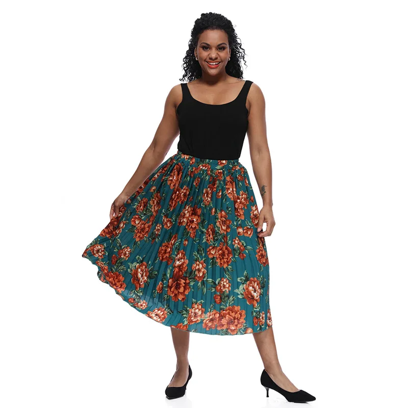 2019 плиссированные юбки женские Весна Осень шифон Эластичная Высокая талия плюс