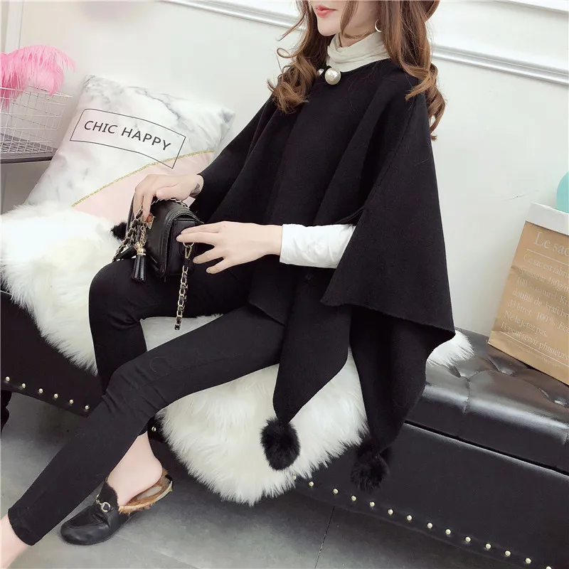 

Вязаная Шаль без рукавов, накидка, асимметричный женский свитер, одежда в стиле Харадзюку, осенне-зимние модные топы, свободное женское пончо