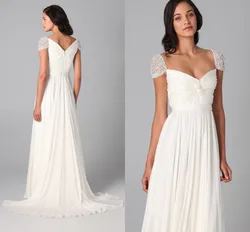 High Fashion New Design White Bridesmaid Dresses With Beads Cap Sleeve Sweep Train Elegant Party Dress Custom vestido longo