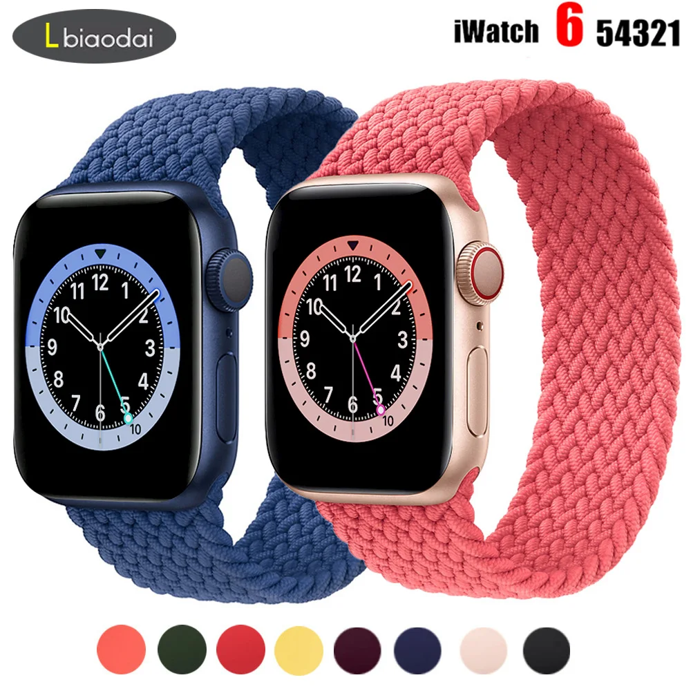 

Braided Solo Loop For Apple watch strap 44mm 42mm FABRIC Nylon weave Elastic bracelet iWatch series 3 4 5 se 6 40mm 38mm band