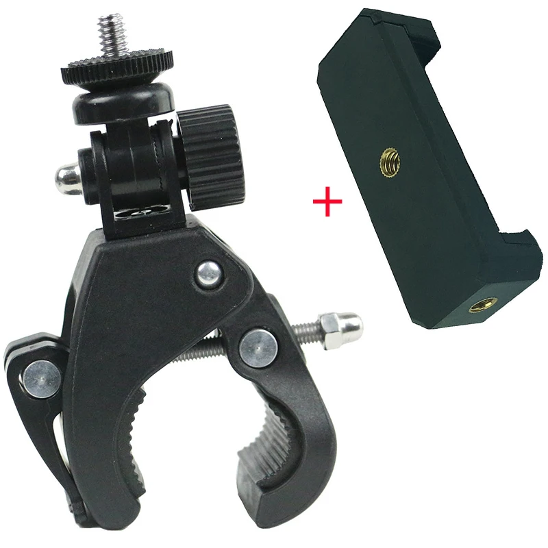 Высокое качество 1/4 Камера DV DSLR зажим Кронштейн для руля велосипеда байка винт с резьбой для крепления на штативе зажим штативы для Gopro Hero5/4/3+/3/2/1 - Цвет: with phone clip