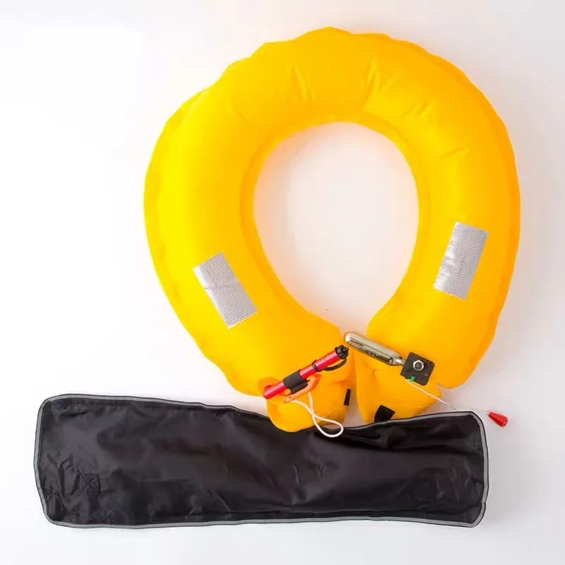 Открытый Автоматический ручной надувной спасательный круг ремень с режущим свистком спасательный круг рыболовный спасательный жилет аксессуары - Color: Black
