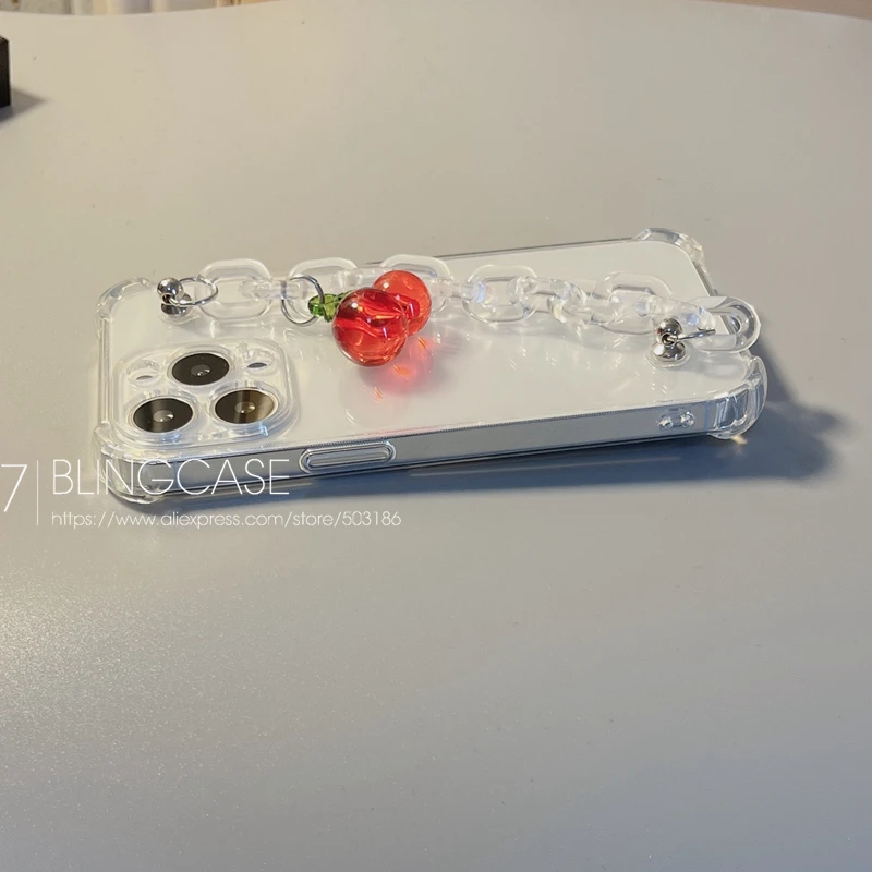 iPhoneアクセサリー Hender Scheme iPhone case(iPhone 15 Pro) Cherry Hand Chain Phone case For iPhone 15 14 13 12 11 Pro X