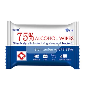 

10 pcs/bag 75% alcohol disinfection wipes without irritating or drying your skin clean disinfect deodorize