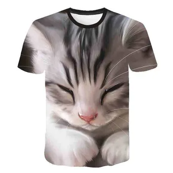 

Summer Women T-shirts 3D Cute Animal Cat Print T Shirt for girl Top Tees Female O Neck Short Sleeved T-shirt Plus Size S-5XL
