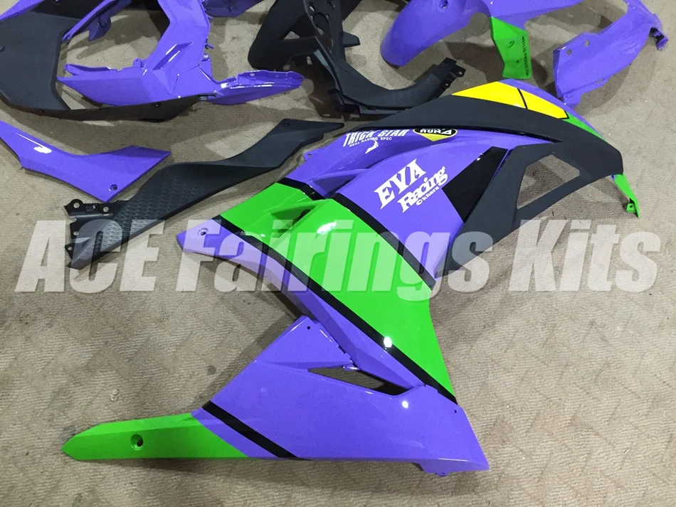 ABS обтекатель комплект для Kawasaki Ninja300 EX300 300R 2013, 13, 14, 15, 16, 17, Обтекатели на заказ фиолетового и зеленого цвета