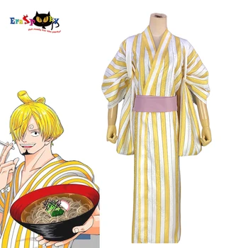 

Eraspooky One Piece Wano Country Vinsmoke Sanji Cosplay Costumes Kimono Japanese Anime Uniform For Men Women Sanji Gold Wig