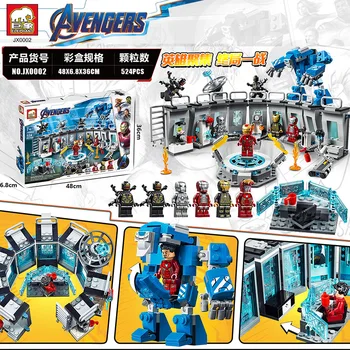 

New Super Heros Lepinblocks Endgame Iron Man Hall Of Armores Building Blocks Kit Bricks Movie Model Kids Toys For Children Gift