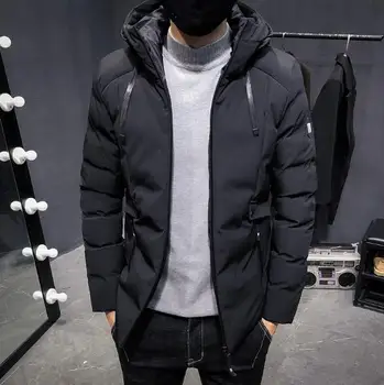

Men's Jacket Thick Cotton Jacket Slim Short Hooded Coat 2019 New Handsome Winter Warm Jacket