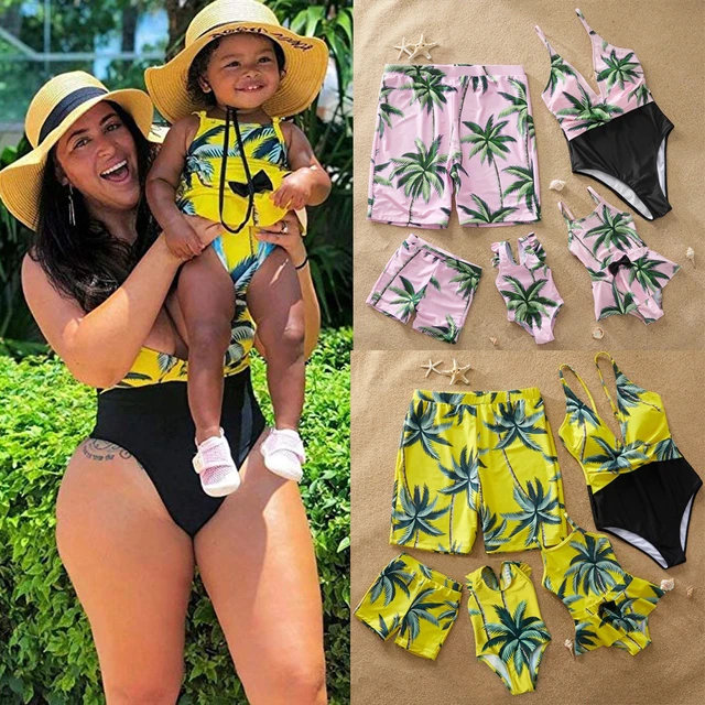 Bikini familiar, vestidos a juego para mamá e hija, pantalones cortos de playa hombres y niños, ropa a juego para la familia, traje de para madre e hija AliExpress