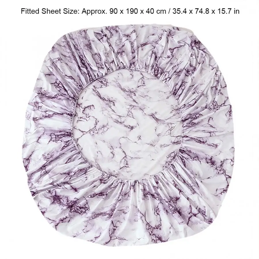 99x190x40cm Durable Marbled Pattern Polyester Fitted Sheet Mattress Cover for Home US-T/UK-S Size