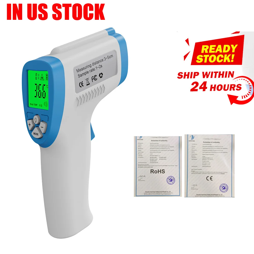 

us stock Non-contact Handheld IR Infrared Thermometer Forehead Temperature Measurement Thermometer Digital for Baby Adult