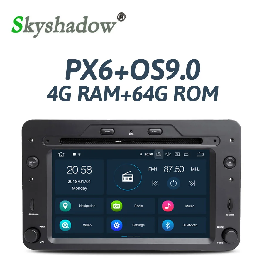 Excellent PX6 DSP IPS Android 9.0 4GB +64GB +6Core Car DVD Player GPS Map RDS RADIO Bluetooth For Alfa Romeo Brera 159 Sportwagon Spider 2