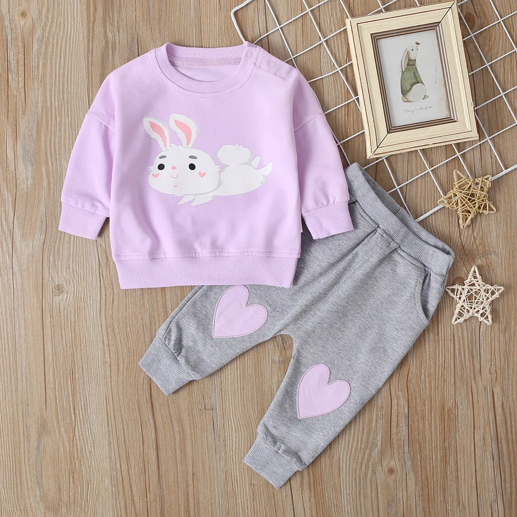 Newborn Infant Baby Cartoon Sweatshirt Tops Outfits Pant Autumn Winter Tracksuit O-Neck Cotton Blend Fashion Baby Sets