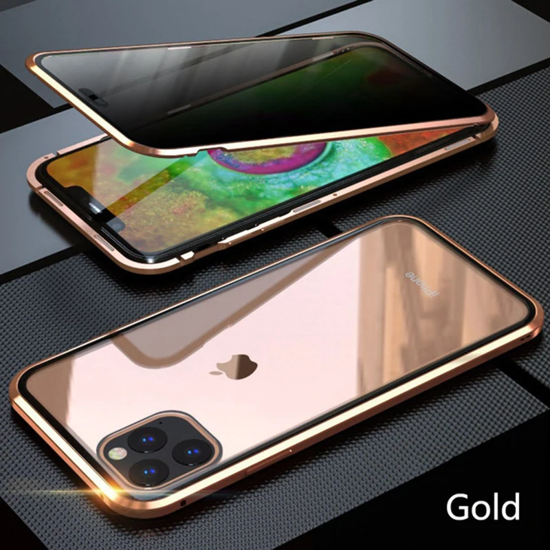 Магнитный металлический чехол для iPhone 11 Pro Max двусторонняя защитная пленка из