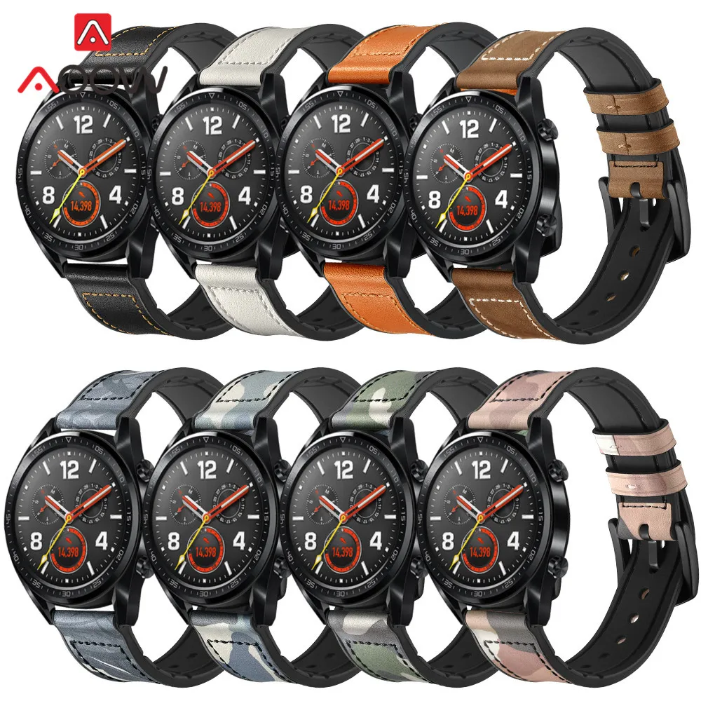 

22mm Genuine Leather Watchband for Huawei Watch GT 46mm Honor Magic Replacement Strap Bracelet Band for Samsung Gear S3 Frontier