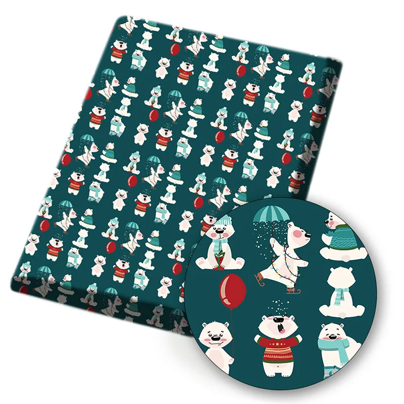 

Polyester Cotton Fabric Cartoon Bear Printed Cloth Sheet DIY Dress Supplies Handmade Bag Material Home Textile 45*150cm 1pc