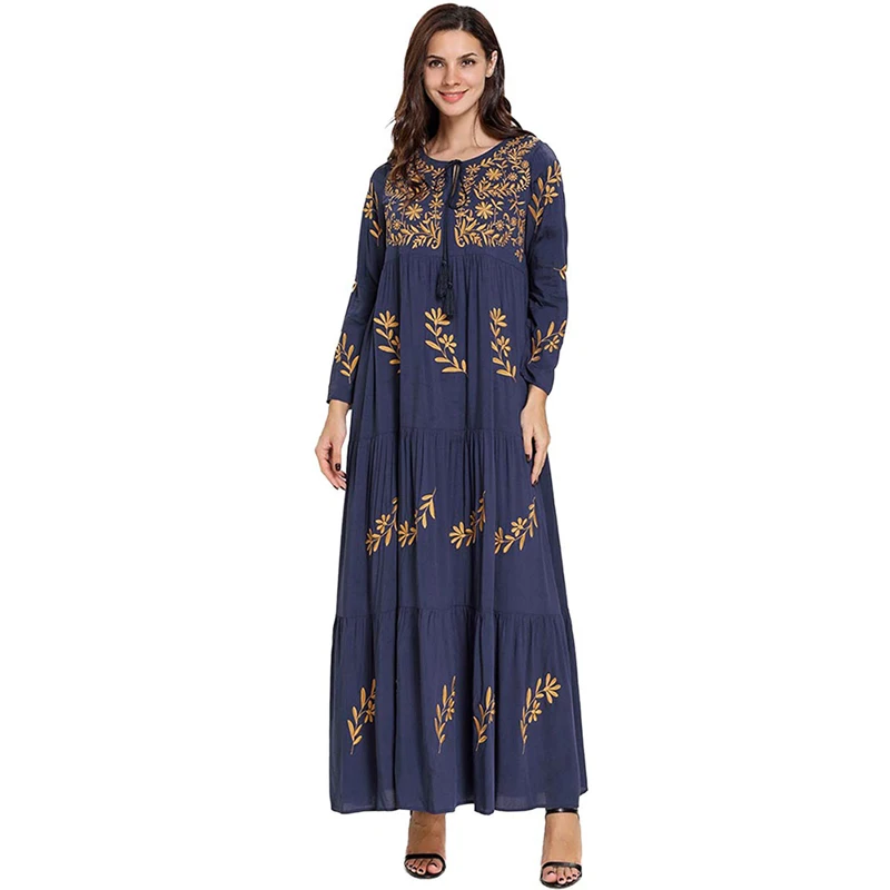 blue dress Vestidos Compridos платье dubai abaya Марокко Арабский мусульманский мусульманское платье Турция Кафтан турецкий хиджаб платья Одеяние мусульмане Longue арабских - Цвет: blue dress