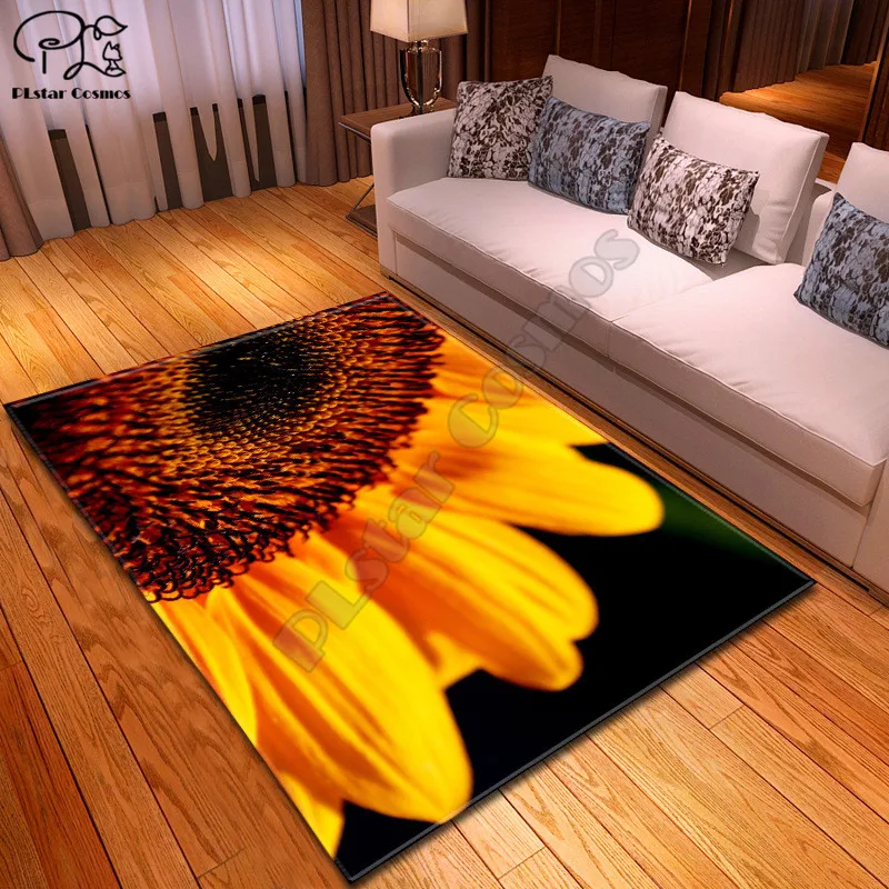 

Sunflower rose pattern funny 3D printed Bathroom Pedestal Rug Lid Toilet Cover Bath Mat Set drop shipping style-3