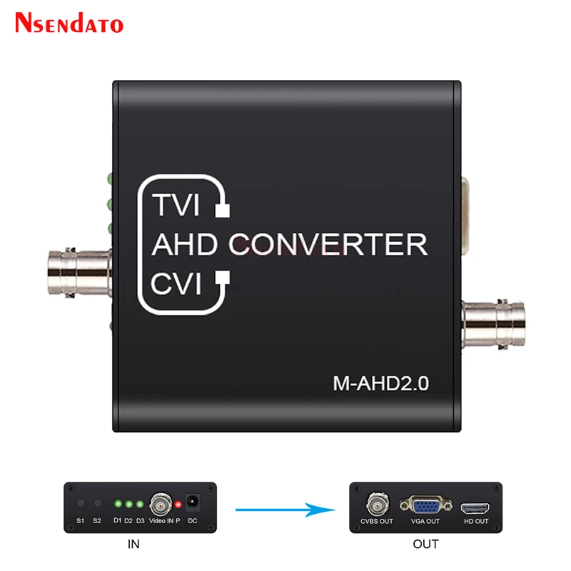 Cctv Câmera Video Tester Converter Adaptador Full hd 5mp 2mp 720p 1080p Ahd Tvi Cvi para hd Vga Conversor Cvbs Interruptor