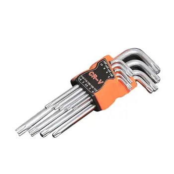 

9 Pcs Plum Star Hex Key Wrench Sets Torx L Shape Repair Tool Screwdriver Tool Set CR-V Steel Torque Spanner