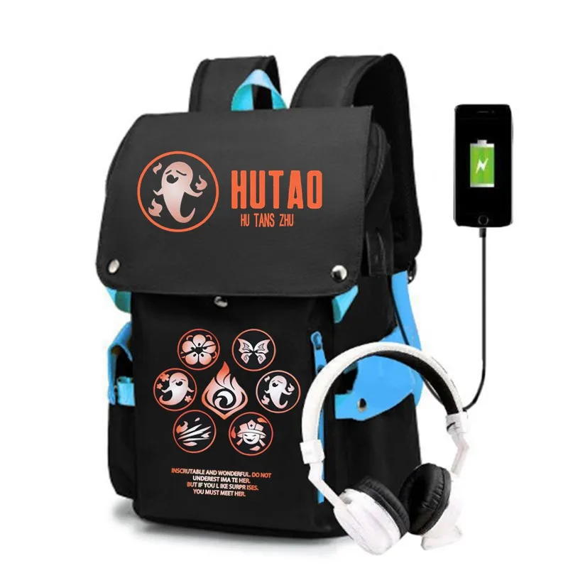 

Game Backpack Genshin Impact HU TAO Keqing Klee Fischl Cosplay Shoulder Bags Men Women Bags Large Capacity Laptop Travel Bags