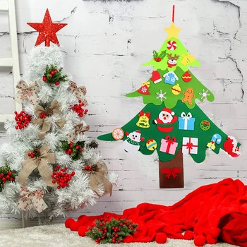 

SZS Hot Felt Christmas Tree with 28 Ornaments Toddler New Year Toys DIY Craft Artificial Tree Christmas Decorations for Home