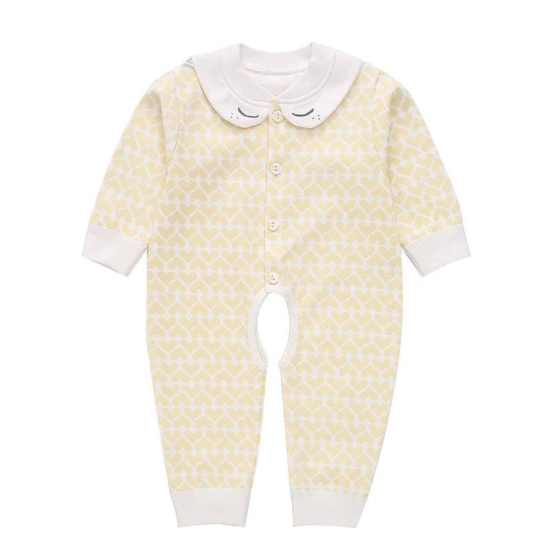 

Cotton Baby Romper Jumpsuit Home 1Pcs Unisex V-Neck Three Quarter Print Baby Romper Jumpsuit Single Breasted Open Pants Cute