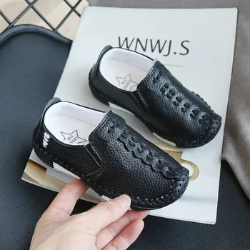 

Children's Leather Shoes for Boys Girls Sneakers for Kids Baby Boys Casual Leather Peas Shoes Toddler Girls Soft Bottom Shoes
