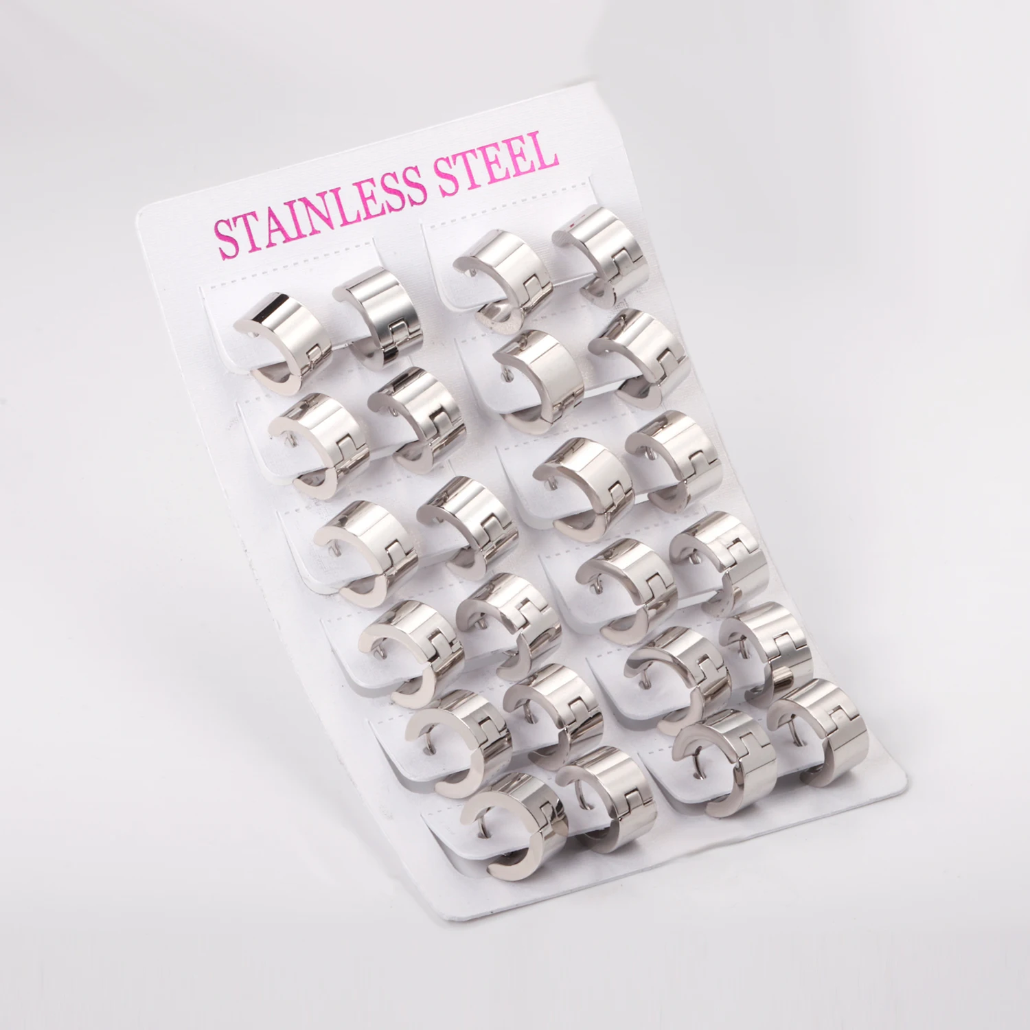 Fashion 12 Pairs Hoop Earrings Black Color Stainless Steel Minimalist Earring for Women/Men Cool Party Gift Jewelry Accessories