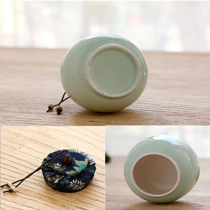 Small Kitchen Tea Storge Jar Traditional Chinese Tea Box Porcelain Pu'er Tea Cans Ceramic Sealed Spieces Canister Office Teaware