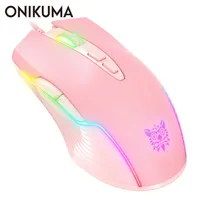 ONIKUMA-ratón con cable CW905 para juegos, dispositivo con 7 botones de diseño, colores LED, para ordenador portátil y PC, 6400 DPI