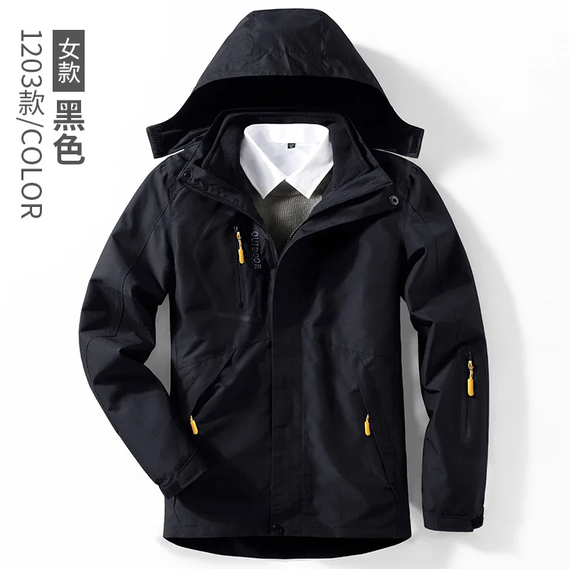 female black 8XL зимняя 3 в 1 ветрозащитная походная куртка для кемпинга походная куртка для мужчин и женщин камуфляжное пальто большого размера для рыбалки и охоты - Цвет: female black