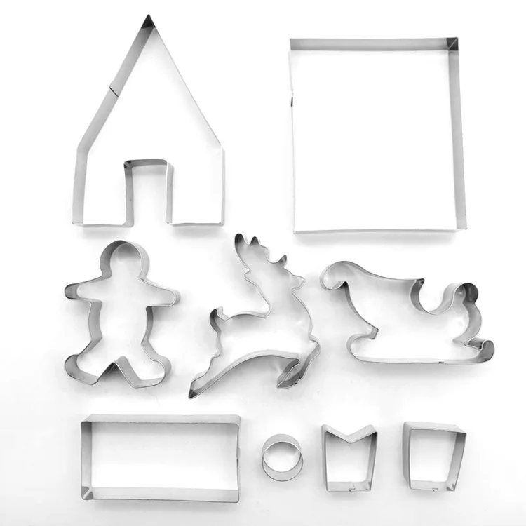 white Формочки для печенья Нержавеющая сталь рождественских печенек 3D, рисунок «Имбирный пряник» формы в виде дома Кондитерские украшение для торта, десерта инструменты - Цвет: white