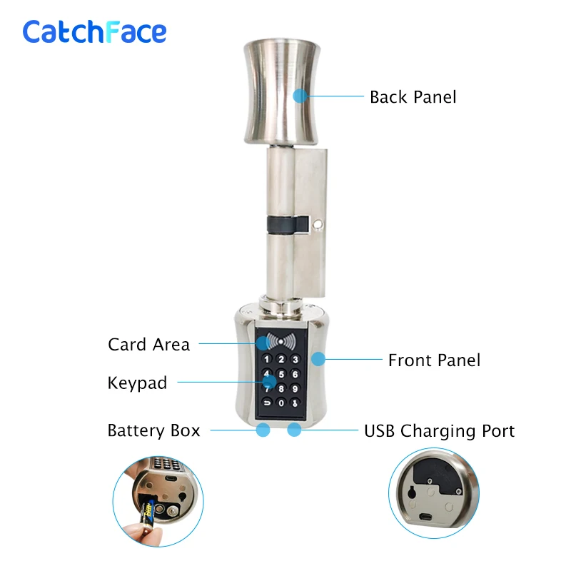  Smart Cylinder Lock European Style Electronic Door Lock Digital Keypad Code RFID Card Keyless Lock  - 4000307933128