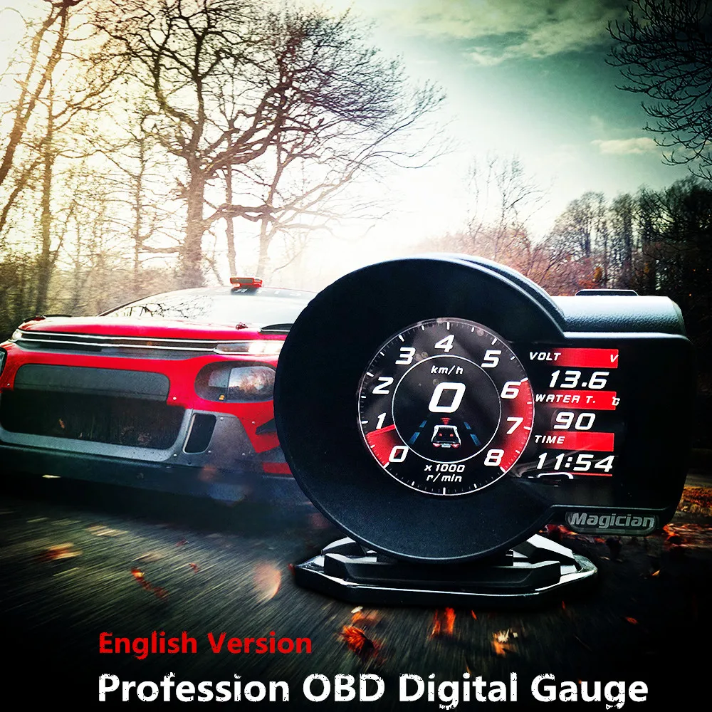 

Profession Magician OBD Head Up Display Car Digital Boost Gauge Voltage Speed Meter ect. Water Temp Alarm Auto Diagnostic Tool