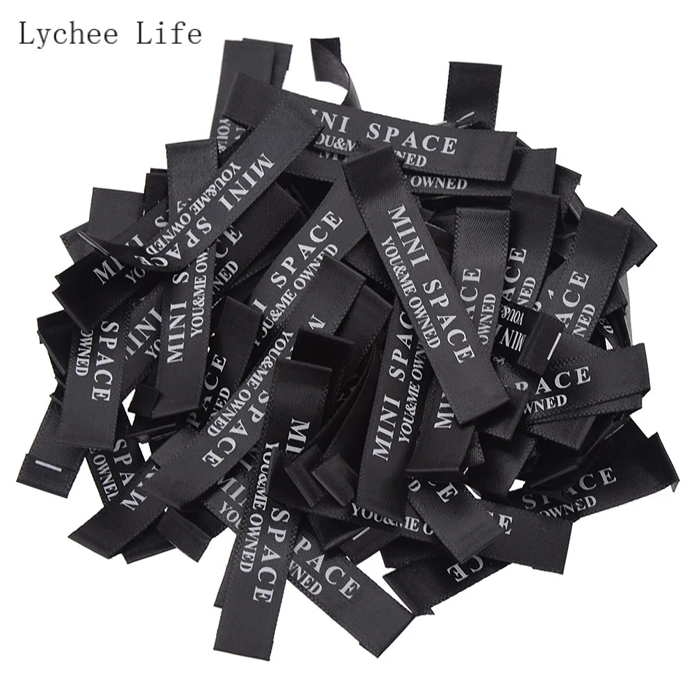 Lychee Life 100 шт./лот атласные мини-космические этикетки для одежды с печатным рисунком, бирки для DIY, аксессуары для рукоделия - Цвет: as photos