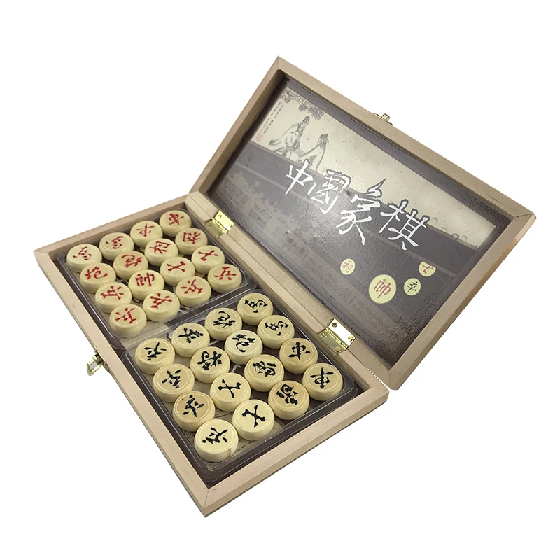 Wooden Chinese Chess Set Foldable Board Games 29.5*27.5*1.3 CM Chinese Boxed Chess Game Basswood Pieces Gift Yernea board game wooden chess foldable chess board folding chess board chess pieces and board table games chess pieces