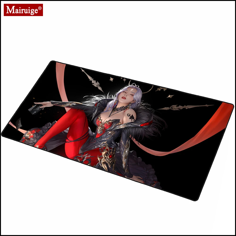 

LED Mousepad RGB Glow XXL Large Anime Character RPG Simple Girl Black and Red Mouse Pad 900x400mm Desk Pad Custom Mouse Carpet