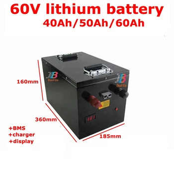 

Rechargeable 60V 40Ah 50Ah 60Ah Lithium-Ion Battery 16S for Electric Scooter motorcycle kart mobility e-tricycle EV+5A charger